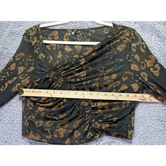 Free People Supernova Crop Top Only XL Ruched Asymmetric "Set in Dark" Long Slv - Picture 5 of 6